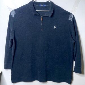 Polo Ralph Lauren Men's Estate-Rib Cotton Quarter-Zip Pullover Black heather 2XL